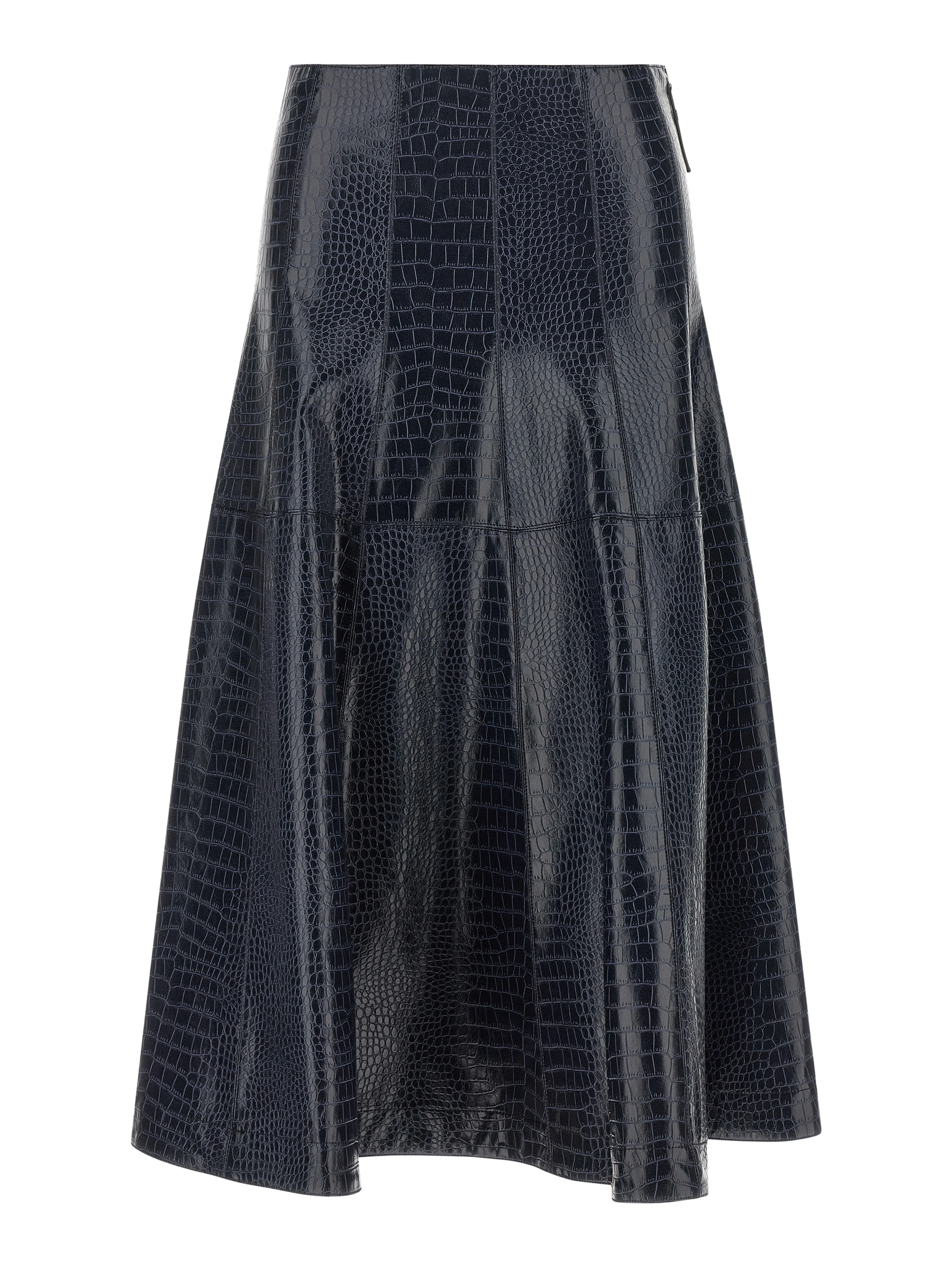 Blue Viscose Midi Skirt