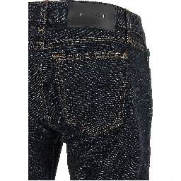 Blue Cotton Flared Jeans