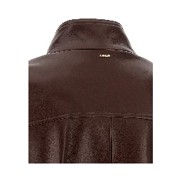 Brown Polyester Leather Jacket