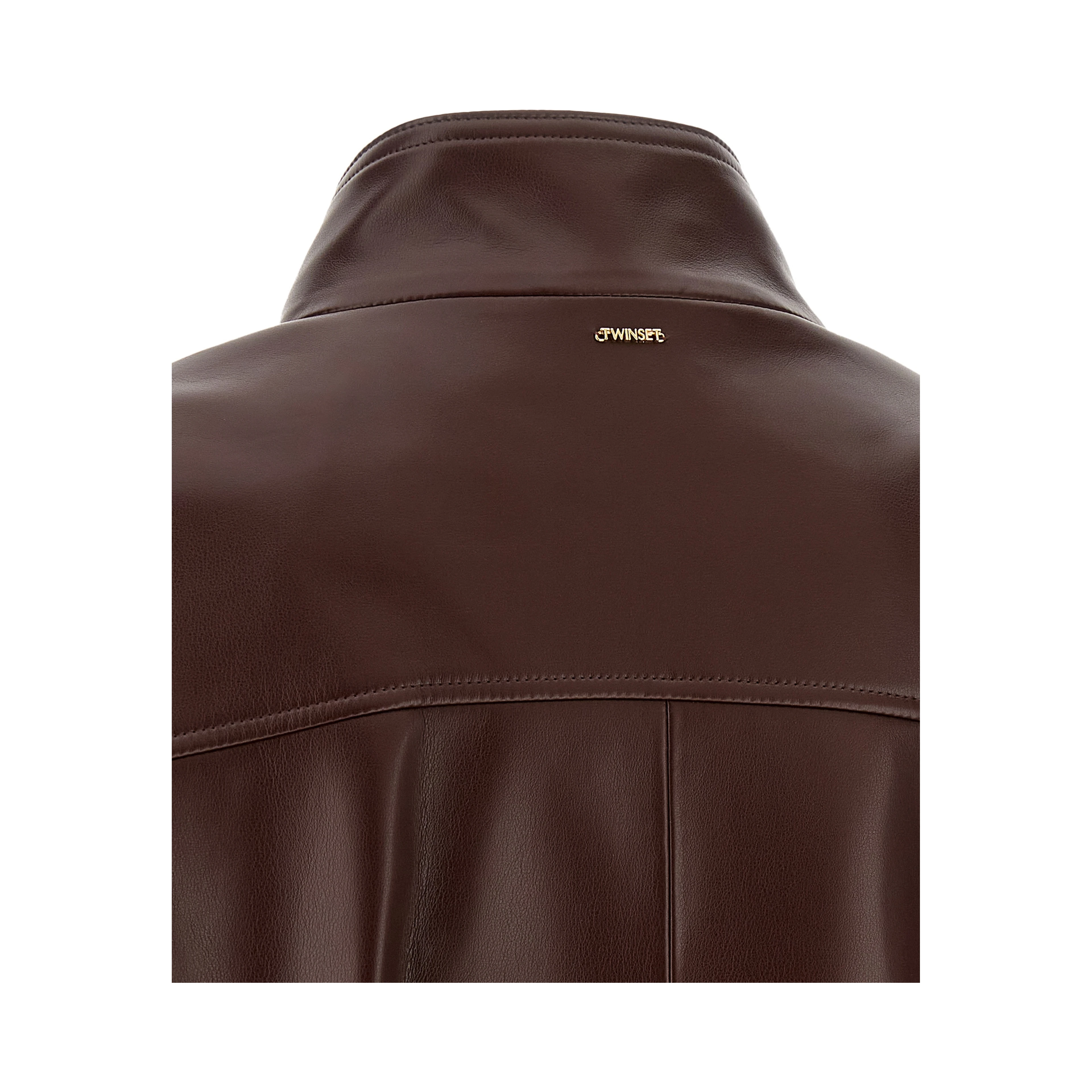Brown Polyester Leather Jacket