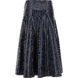Blue Viscose Midi Skirt