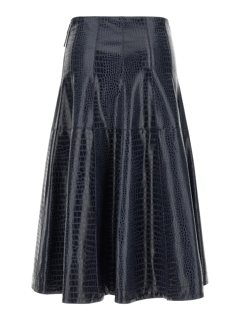 Blue Viscose Midi Skirt