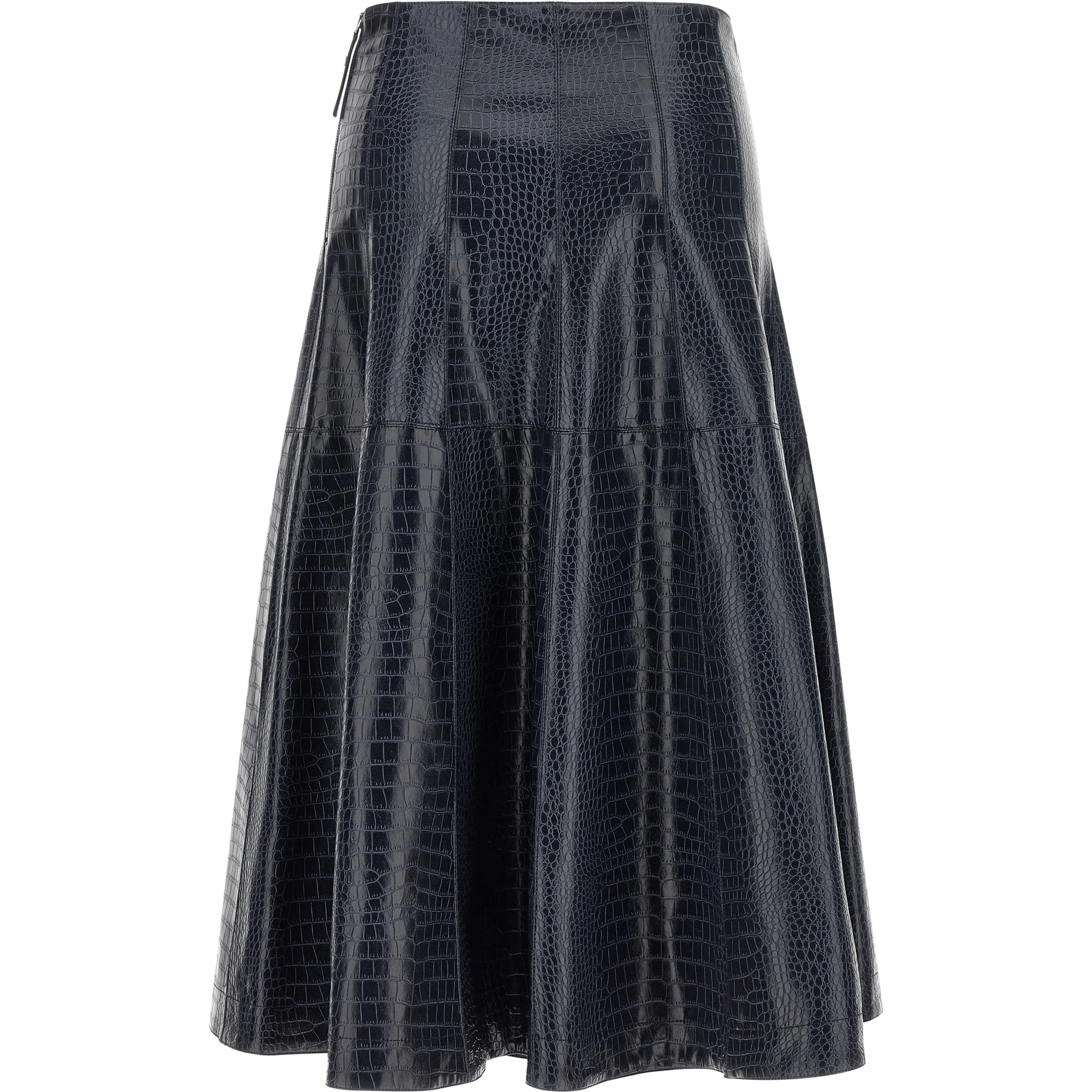 Blue Viscose Midi Skirt