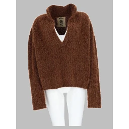 Maglia In Alpaca e Lana Con Scollo a V