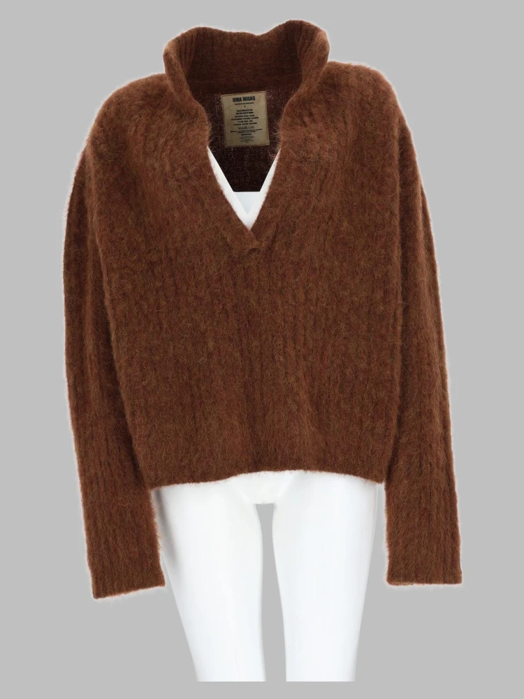 Maglia In Alpaca e Lana Con Scollo a V