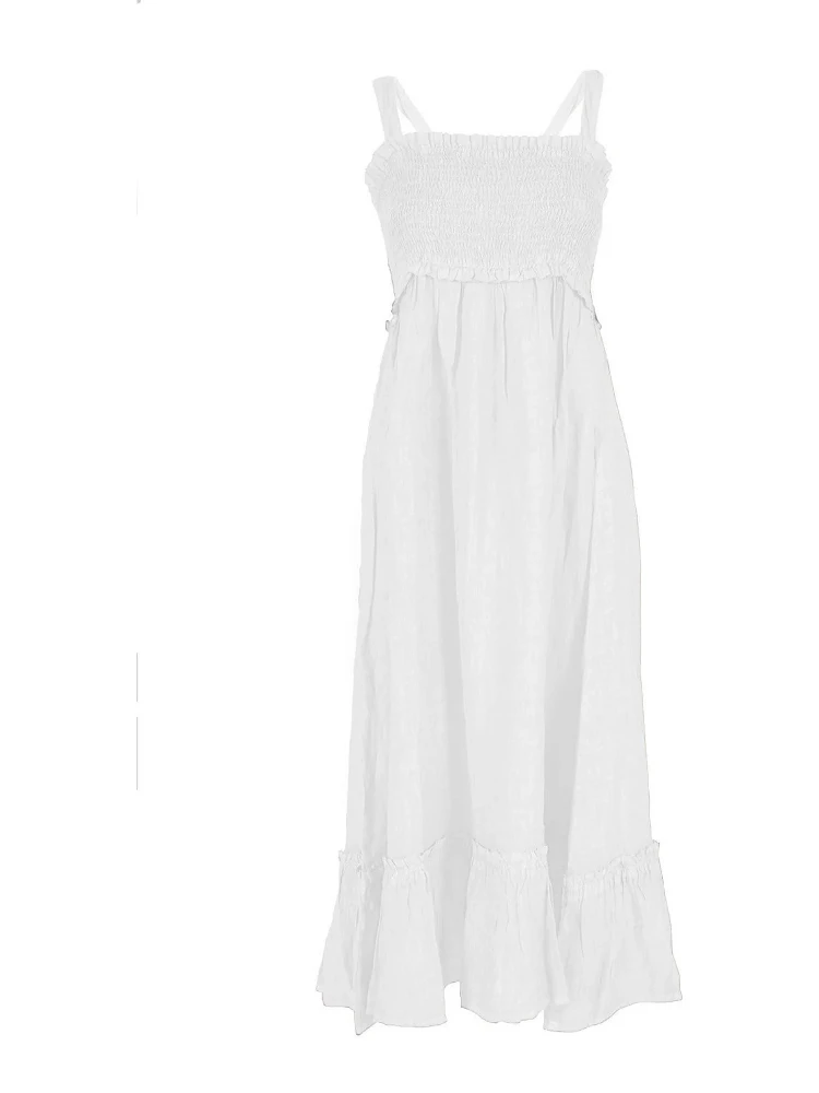 White Linen Casual Dress