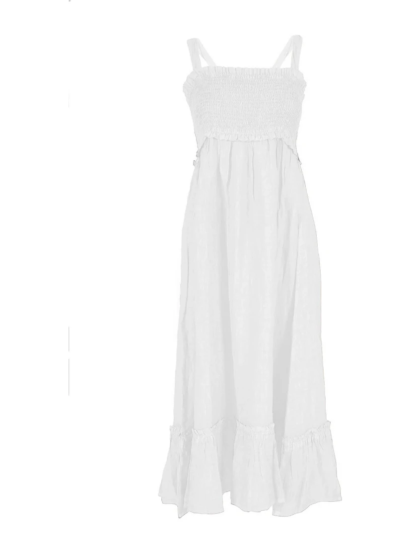White Linen Casual Dress