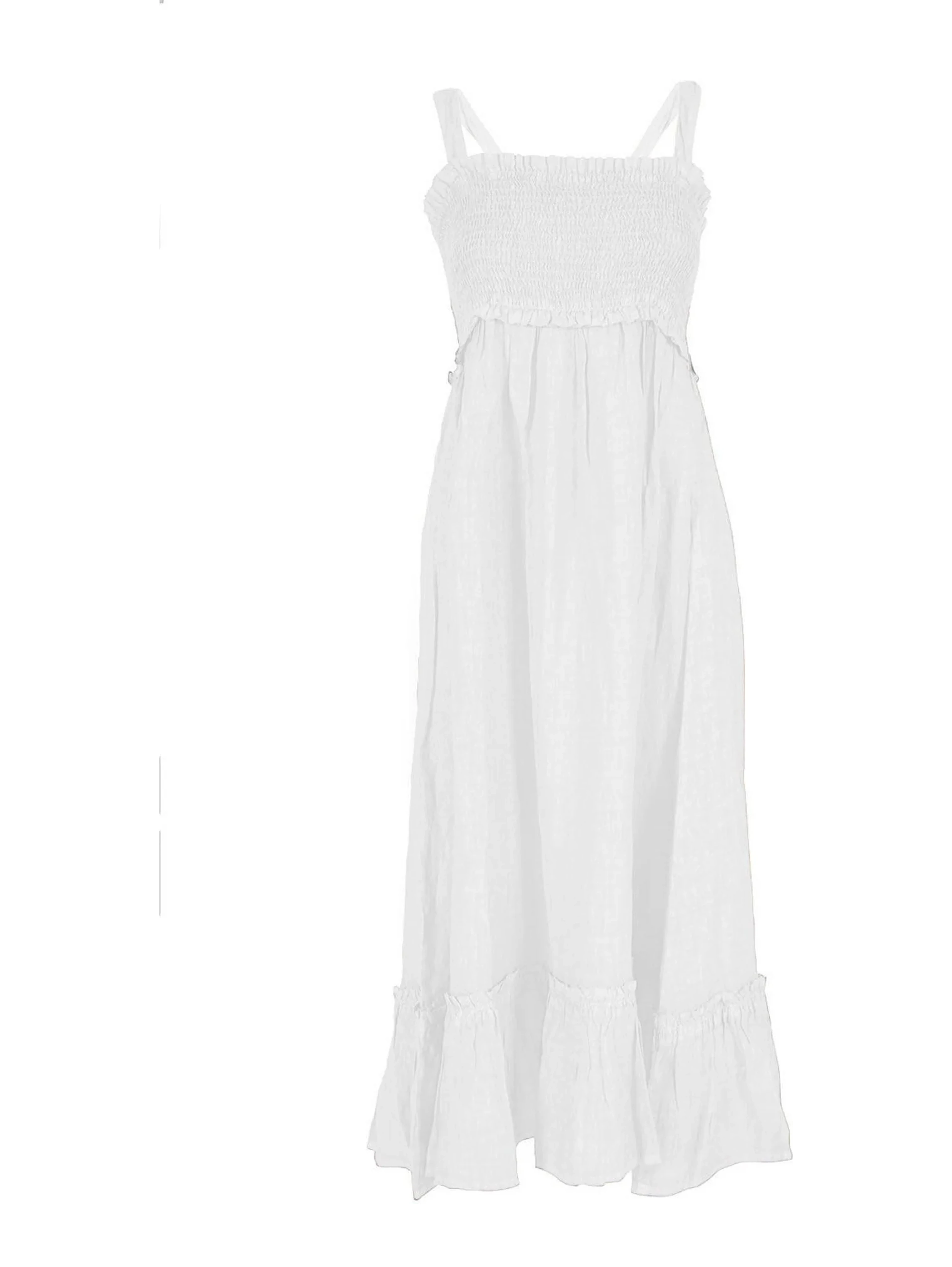White Linen Casual Dress