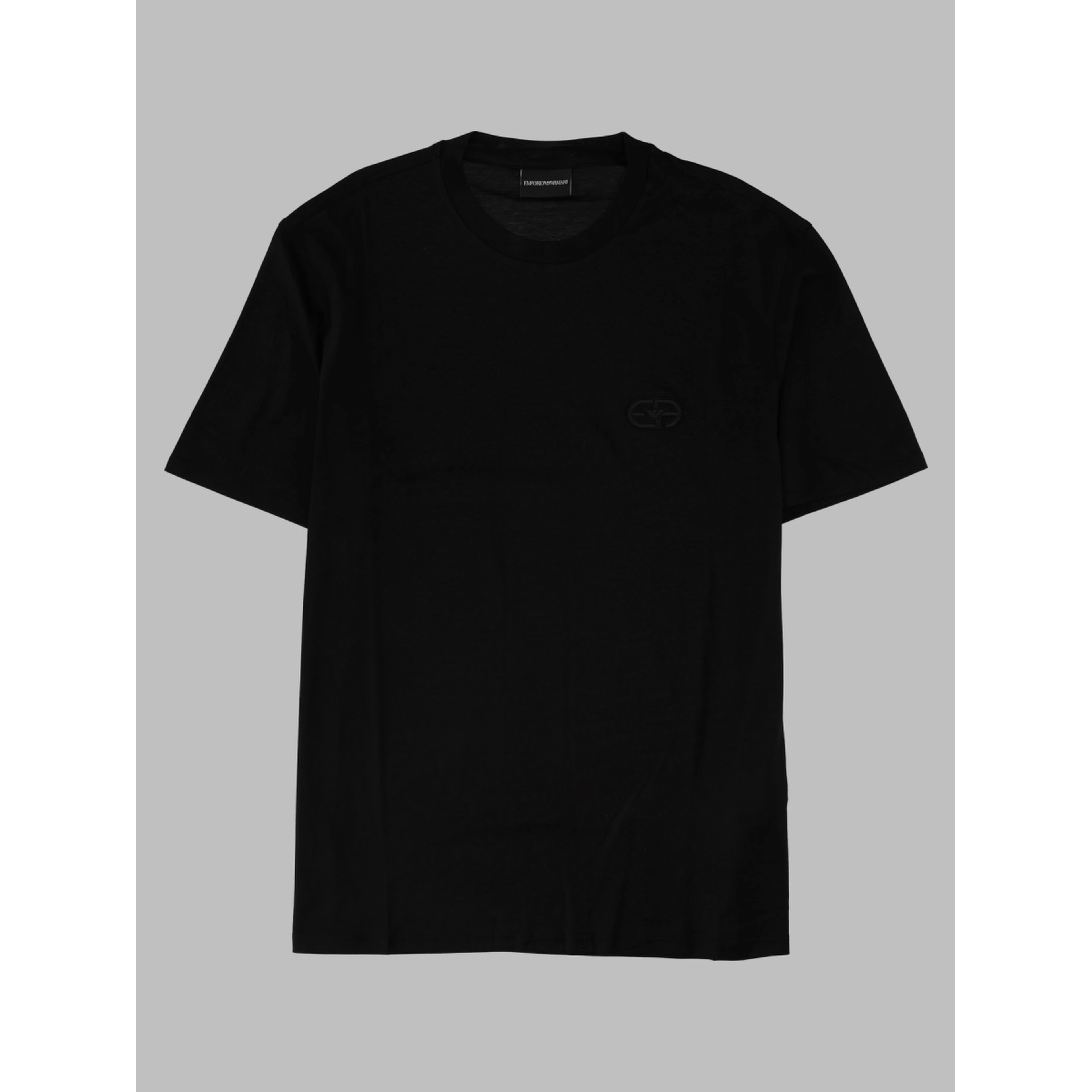 T-shirt in Jersey Misto Lyocell con Ricamo Logo EA