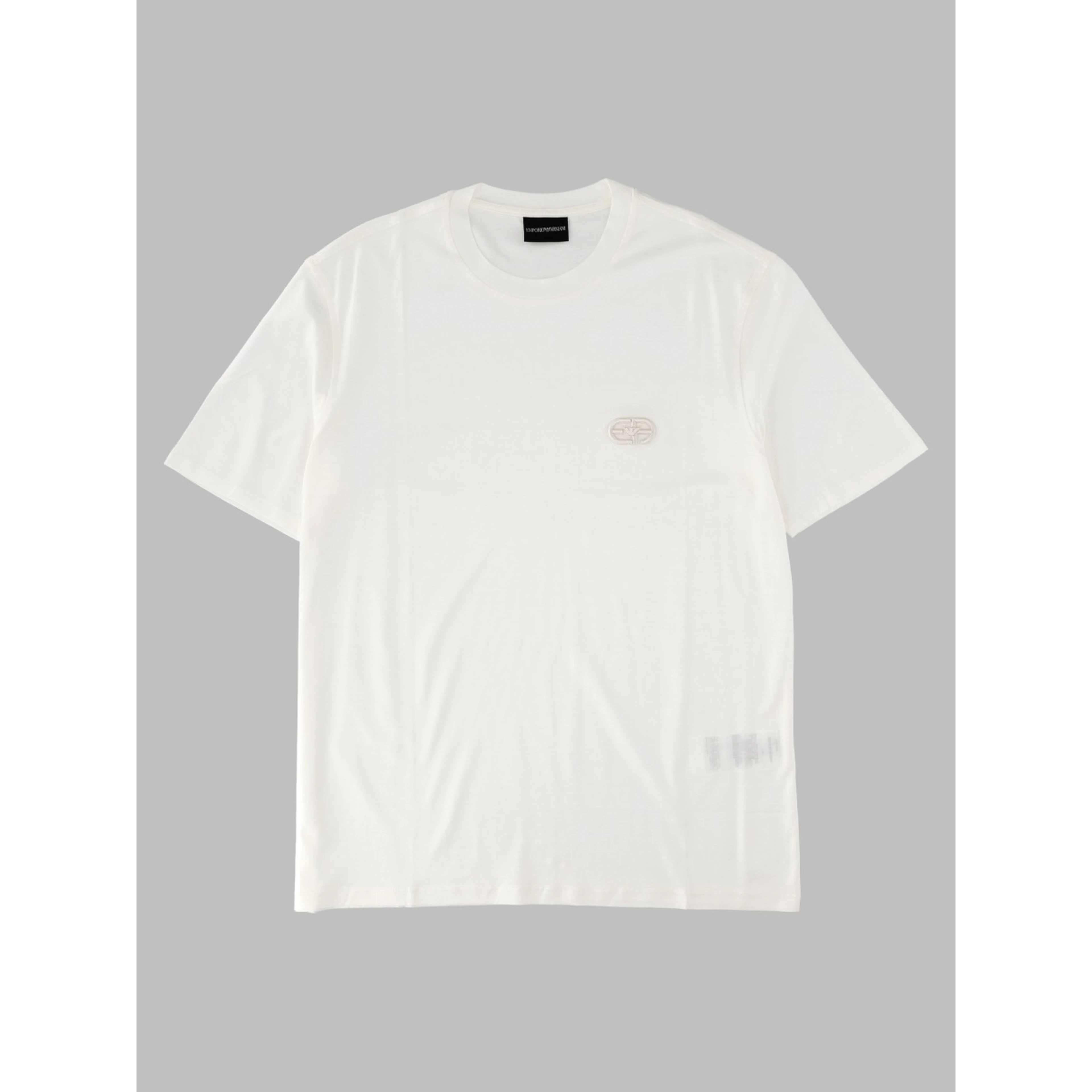 T-shirt in Jersey Misto Lyocell con Ricamo Logo EA