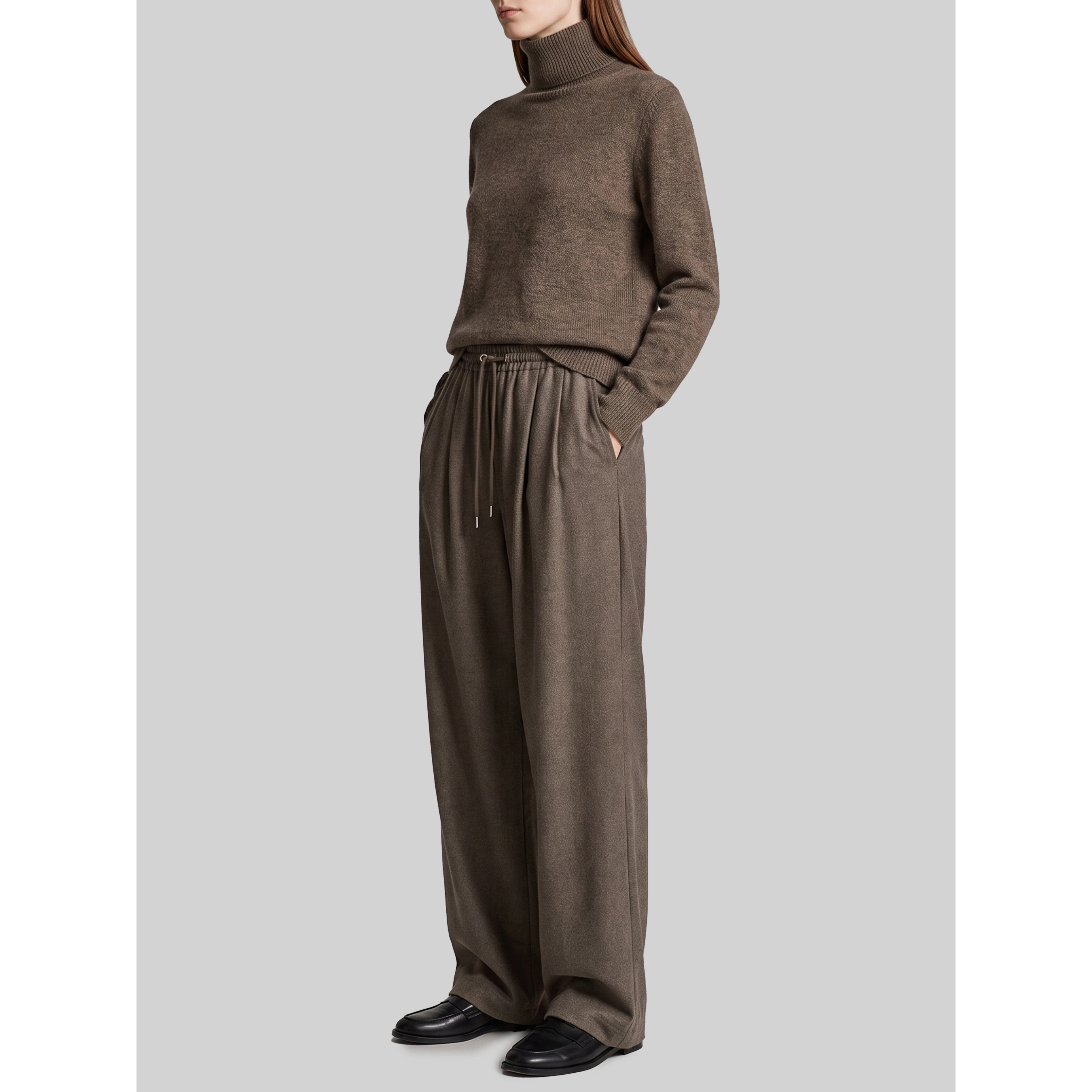 Beige melange Finn wool elastic pants