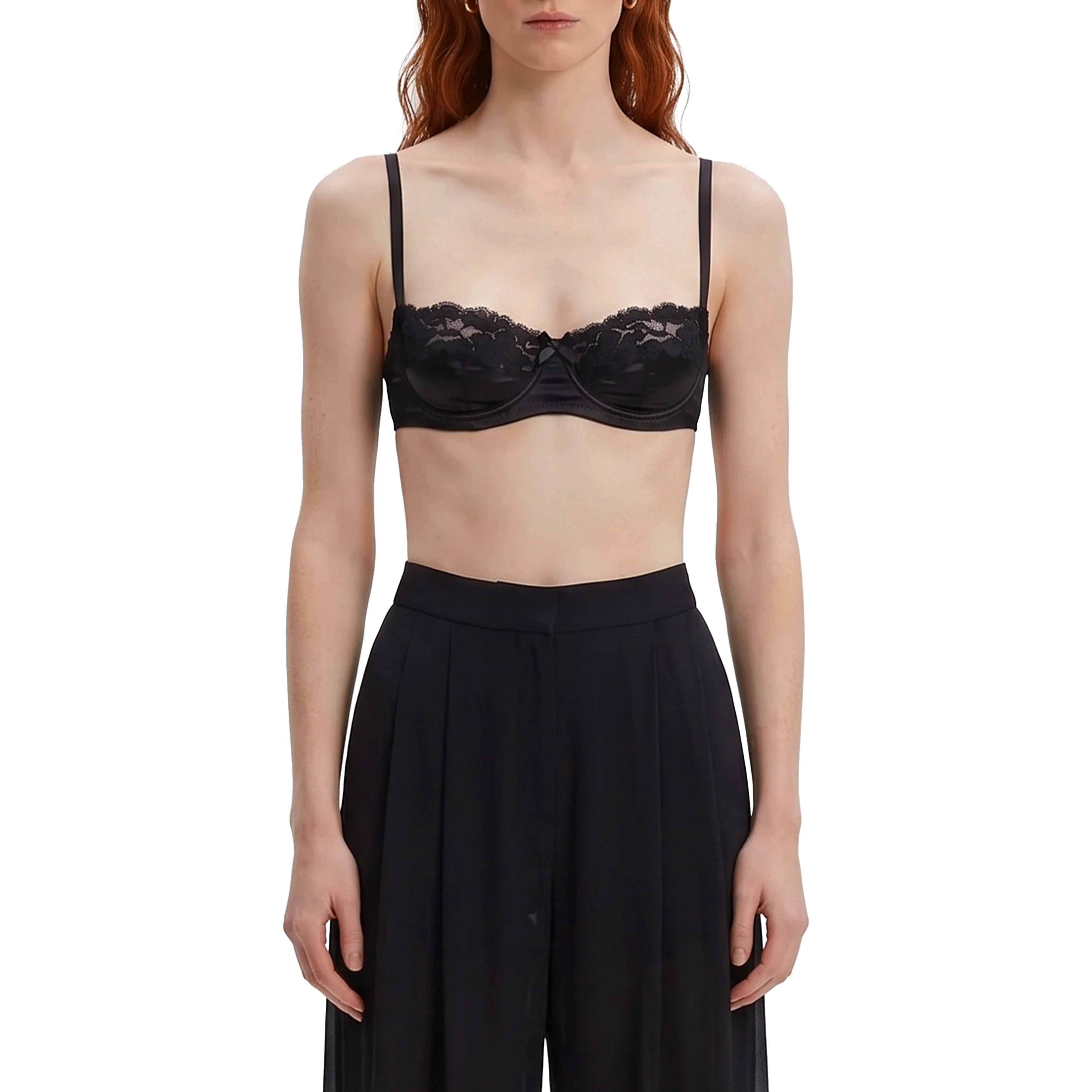 Balconette bra in satin and lace