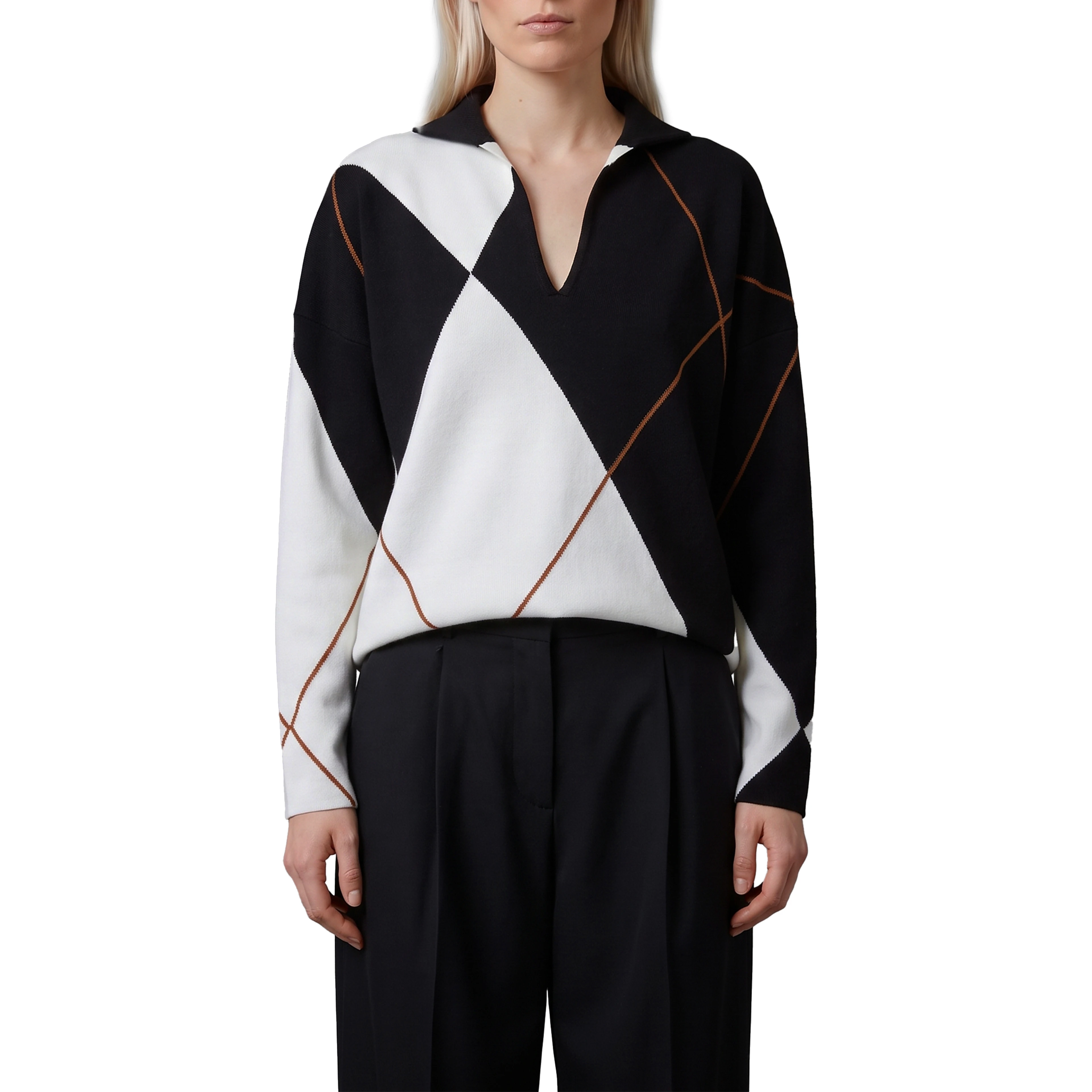 Sala soft sweater in Argyle wool yarn