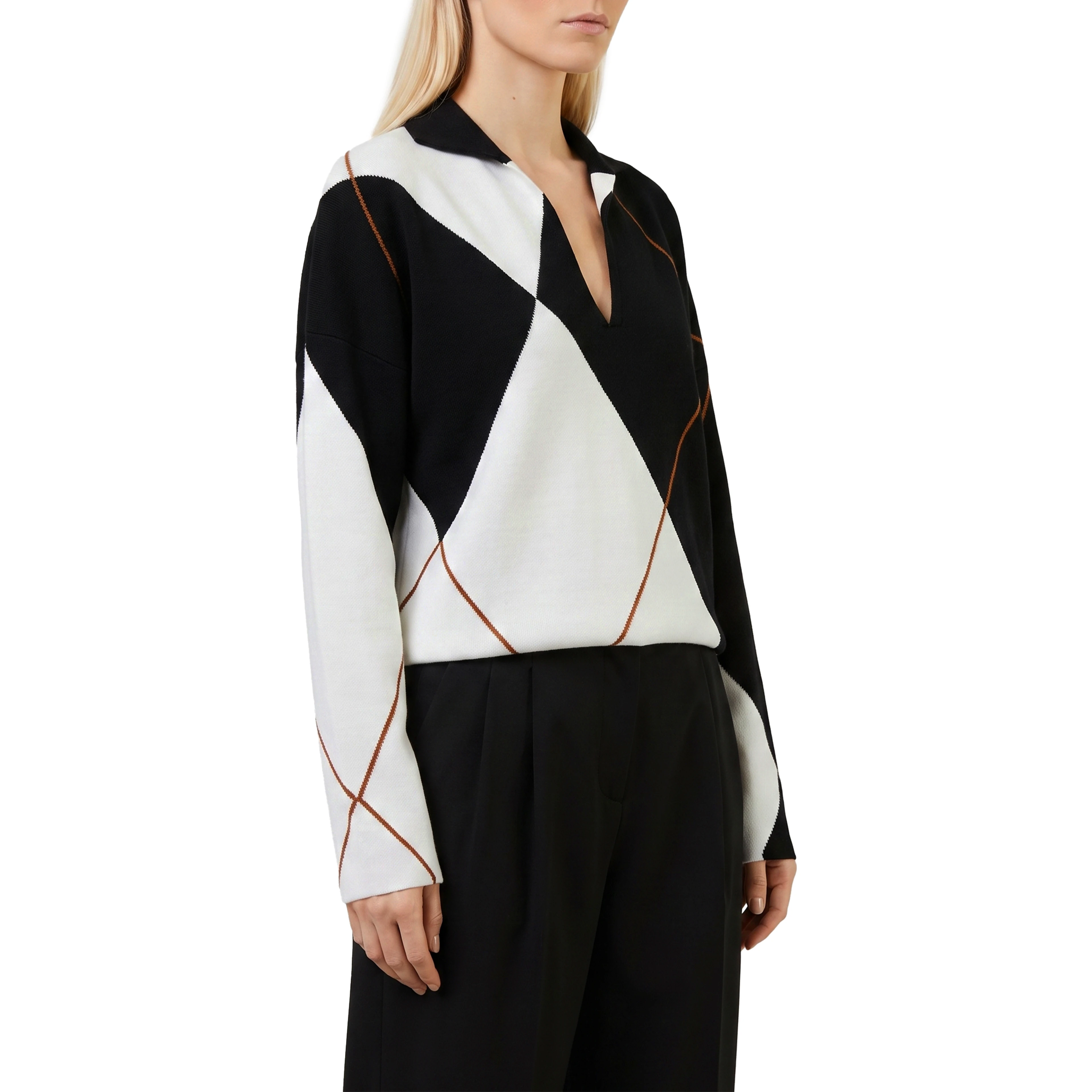 Sala soft sweater in Argyle wool yarn