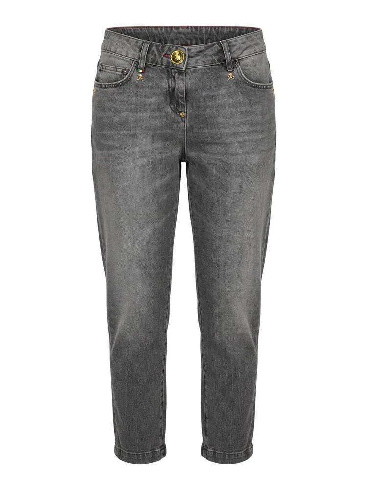 Grey Cotton Women Jeans