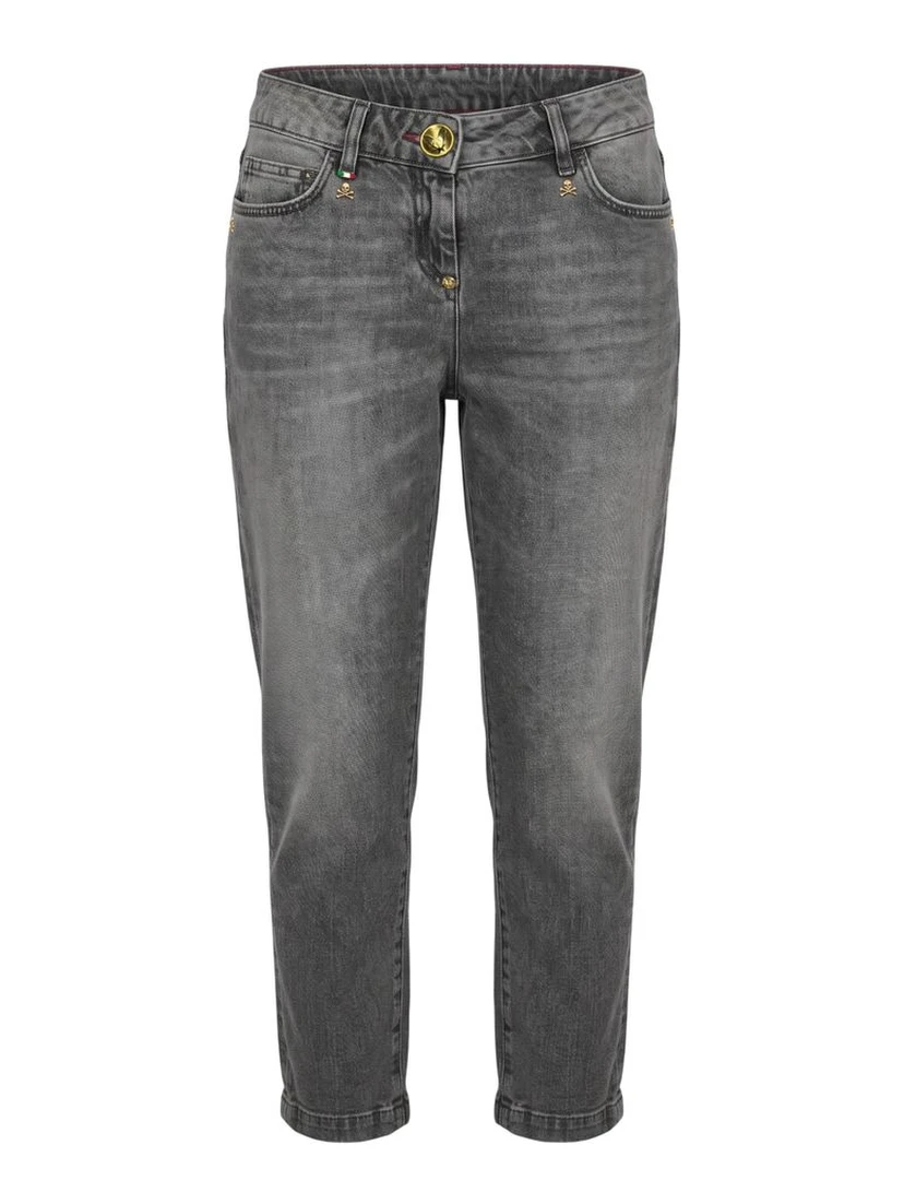 Grey Cotton Women Jeans