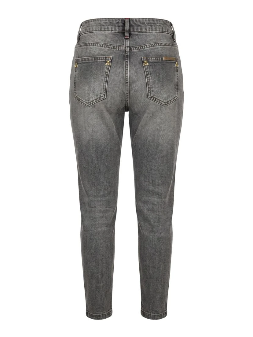 Grey Cotton Women Jeans