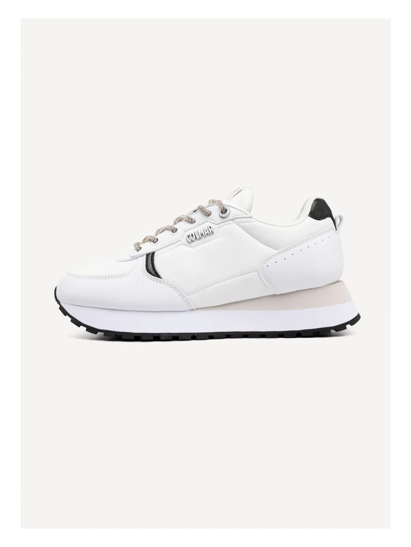 Black And White Polyethylene Athletic Sneakers
