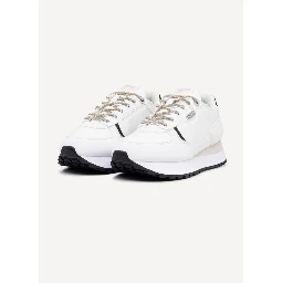 Black And White Polyethylene Athletic Sneakers