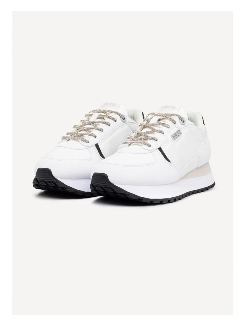 Black And White Polyethylene Athletic Sneakers