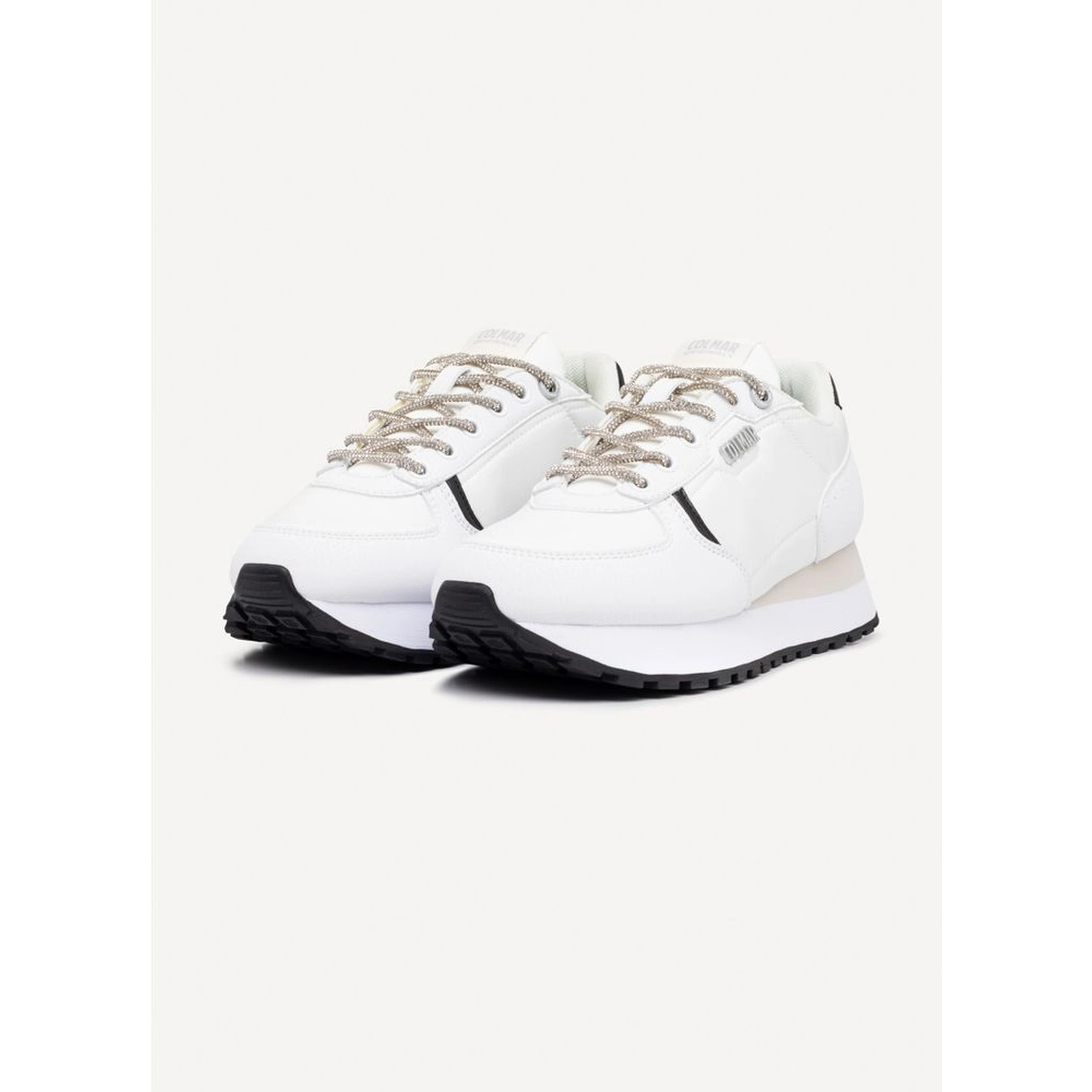 Black And White Polyethylene Athletic Sneakers