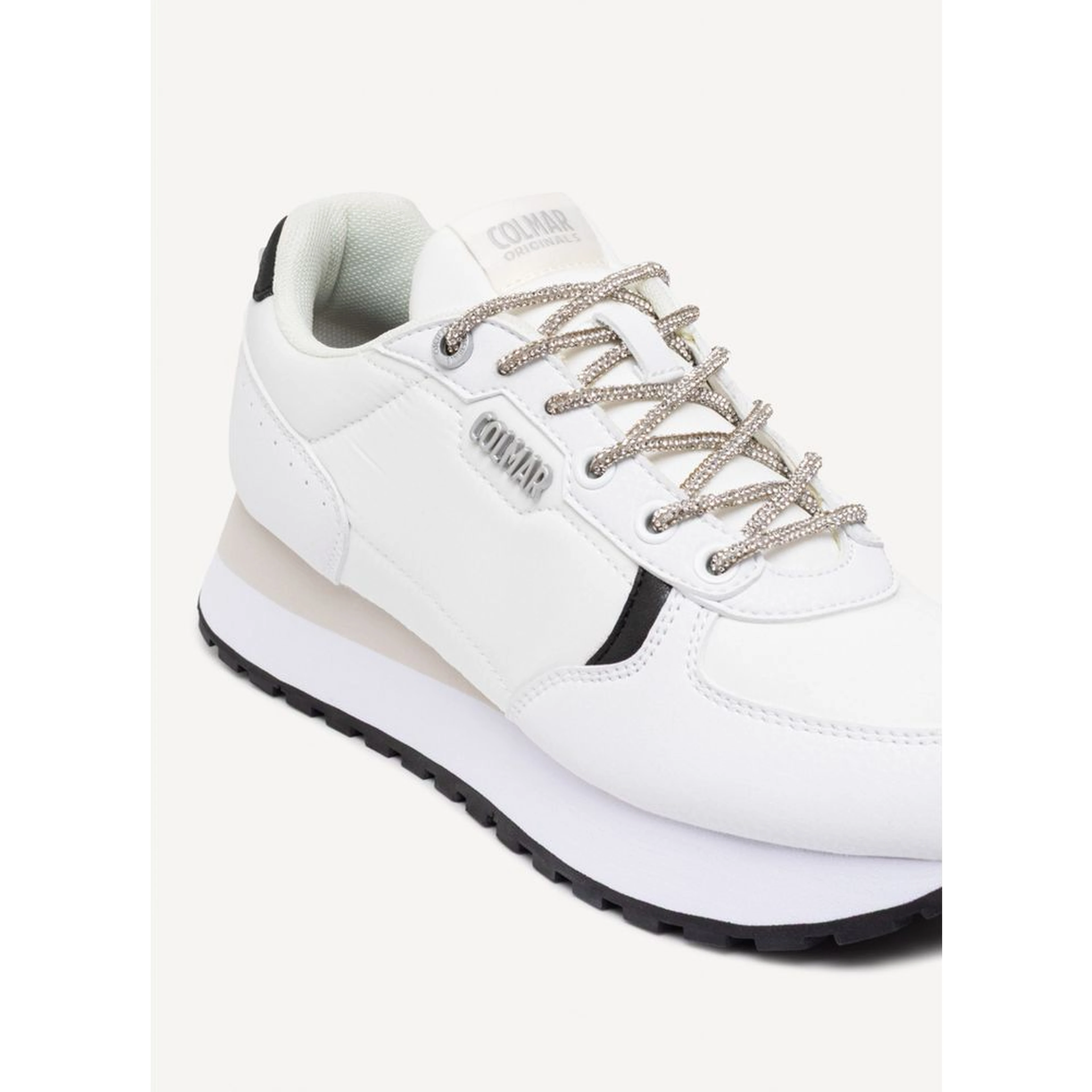 Black And White Polyethylene Athletic Sneakers