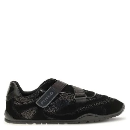 Black Suede Leather Athletic Sneakers