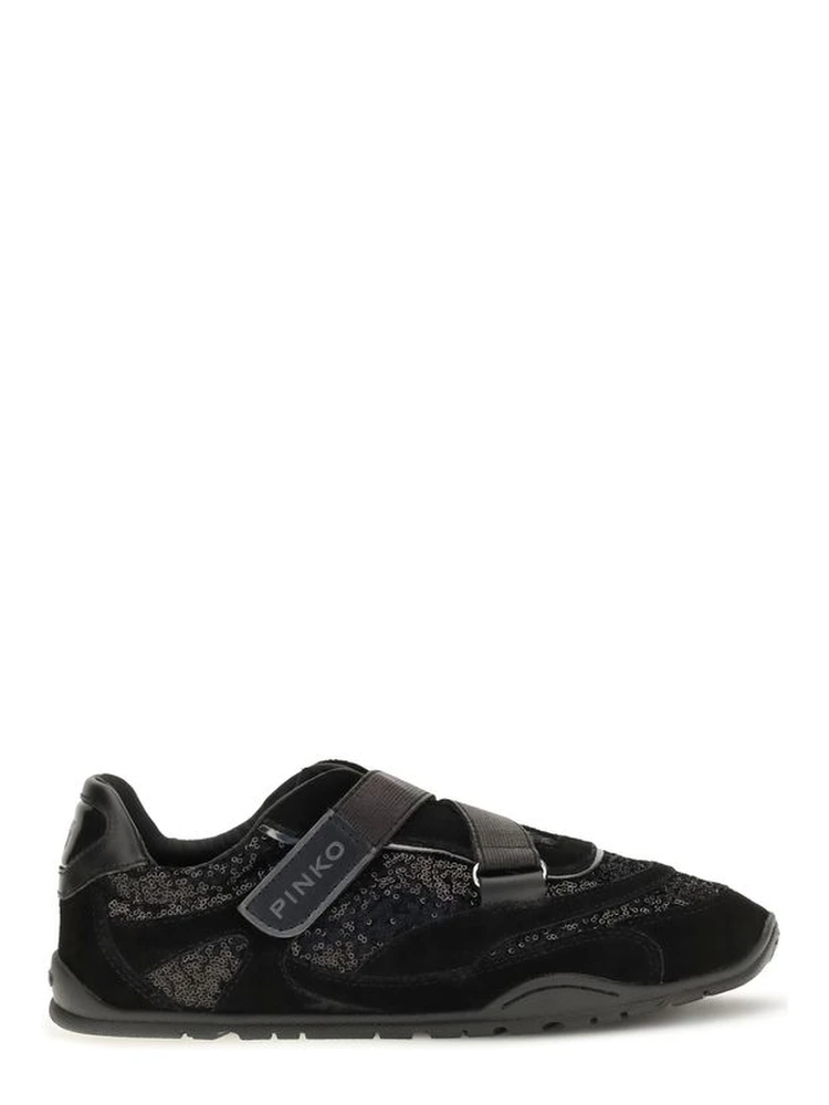 Black Suede Leather Athletic Sneakers