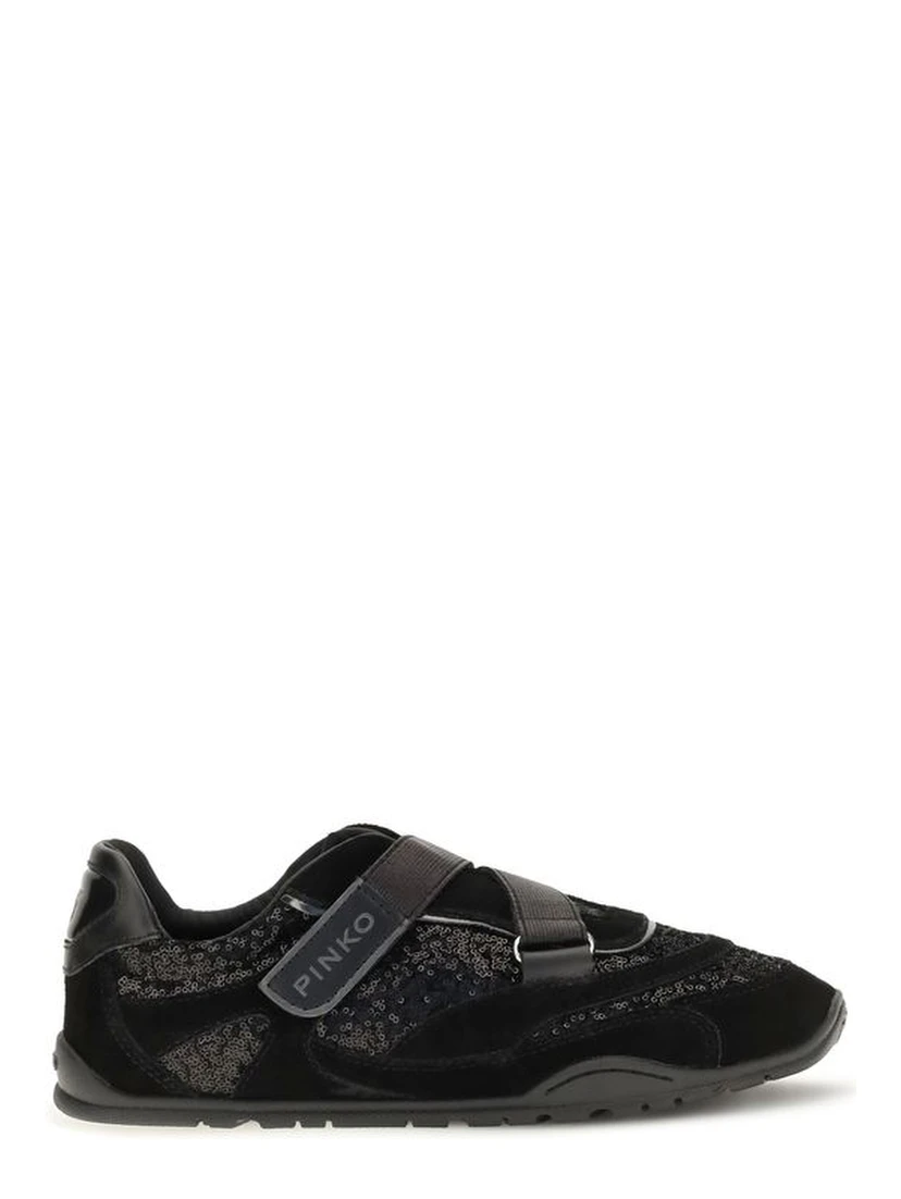 Black Suede Leather Athletic Sneakers