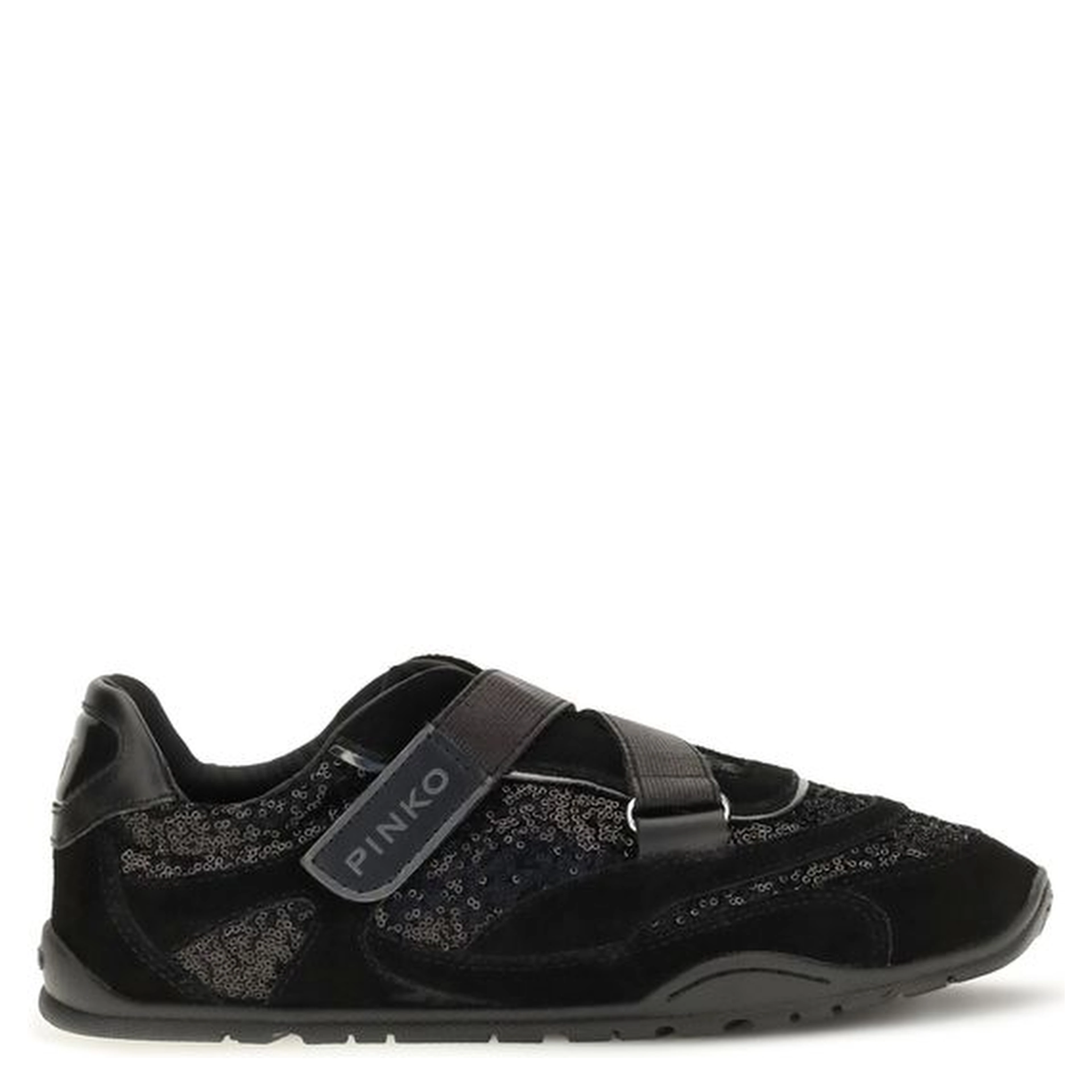 Black Suede Leather Athletic Sneakers