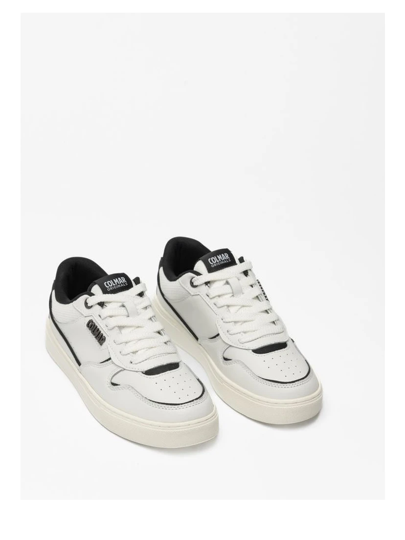 Black And White Leather Low Top Sneakers