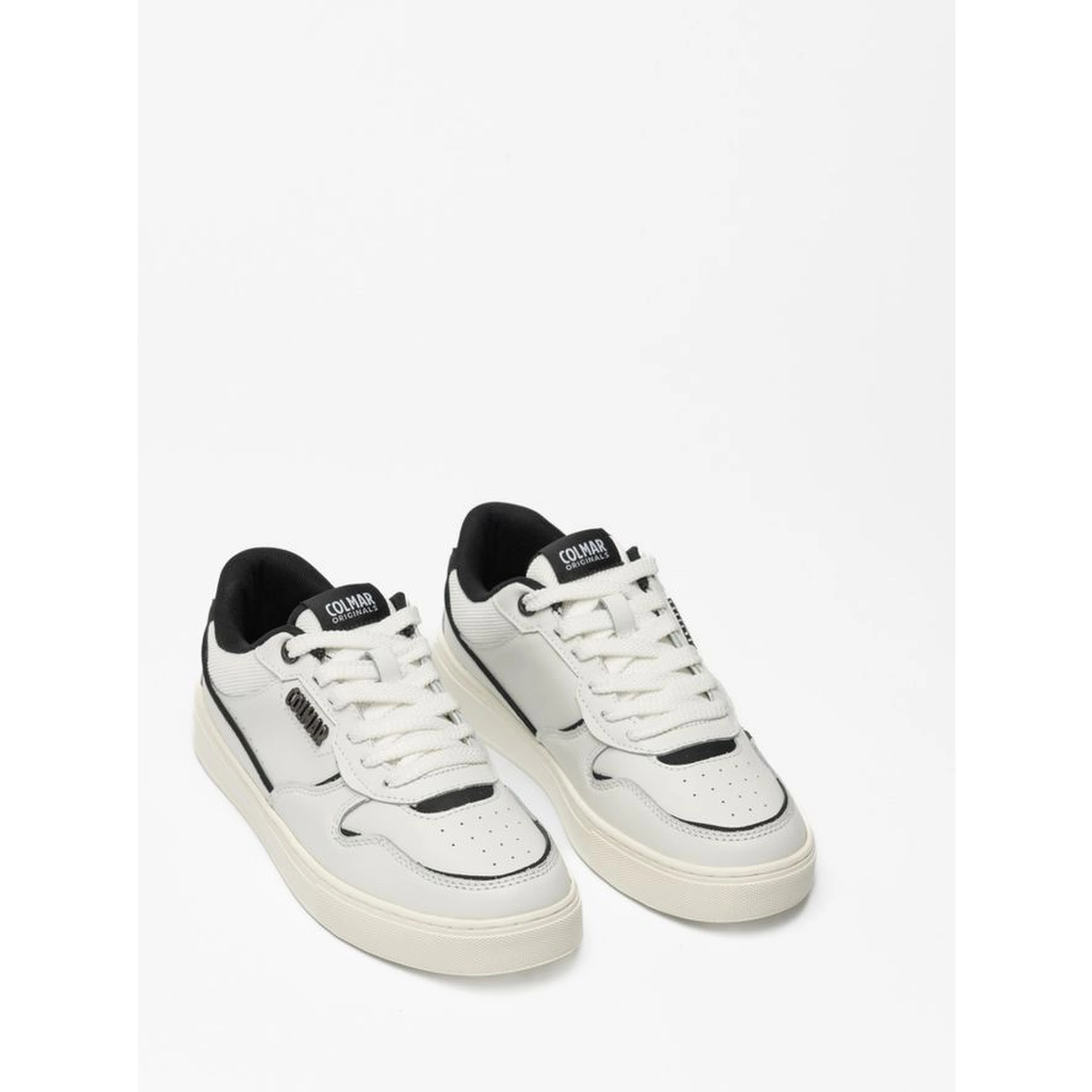 Black And White Leather Low Top Sneakers
