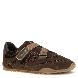 Brown Suede Leather Athletic Sneakers