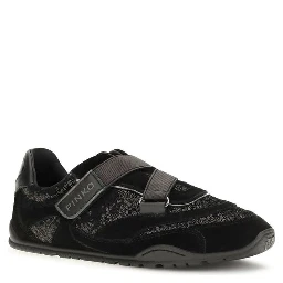 Black Suede Leather Athletic Sneakers