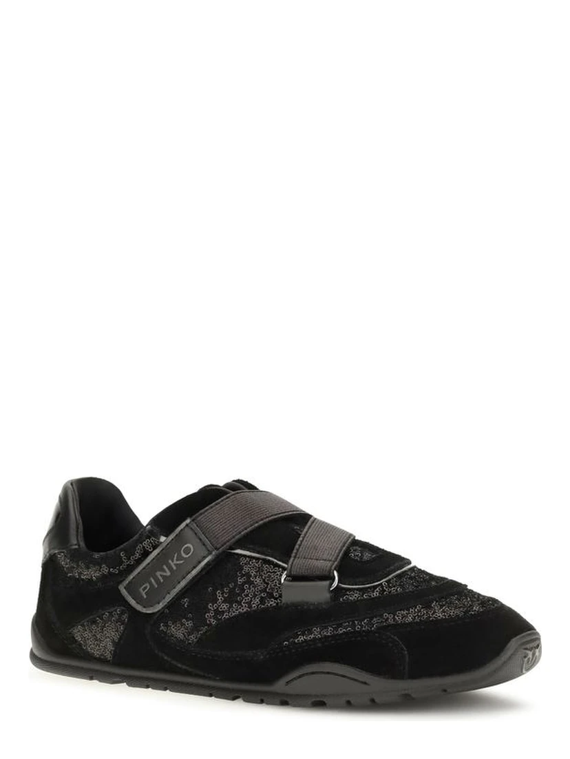 Black Suede Leather Athletic Sneakers