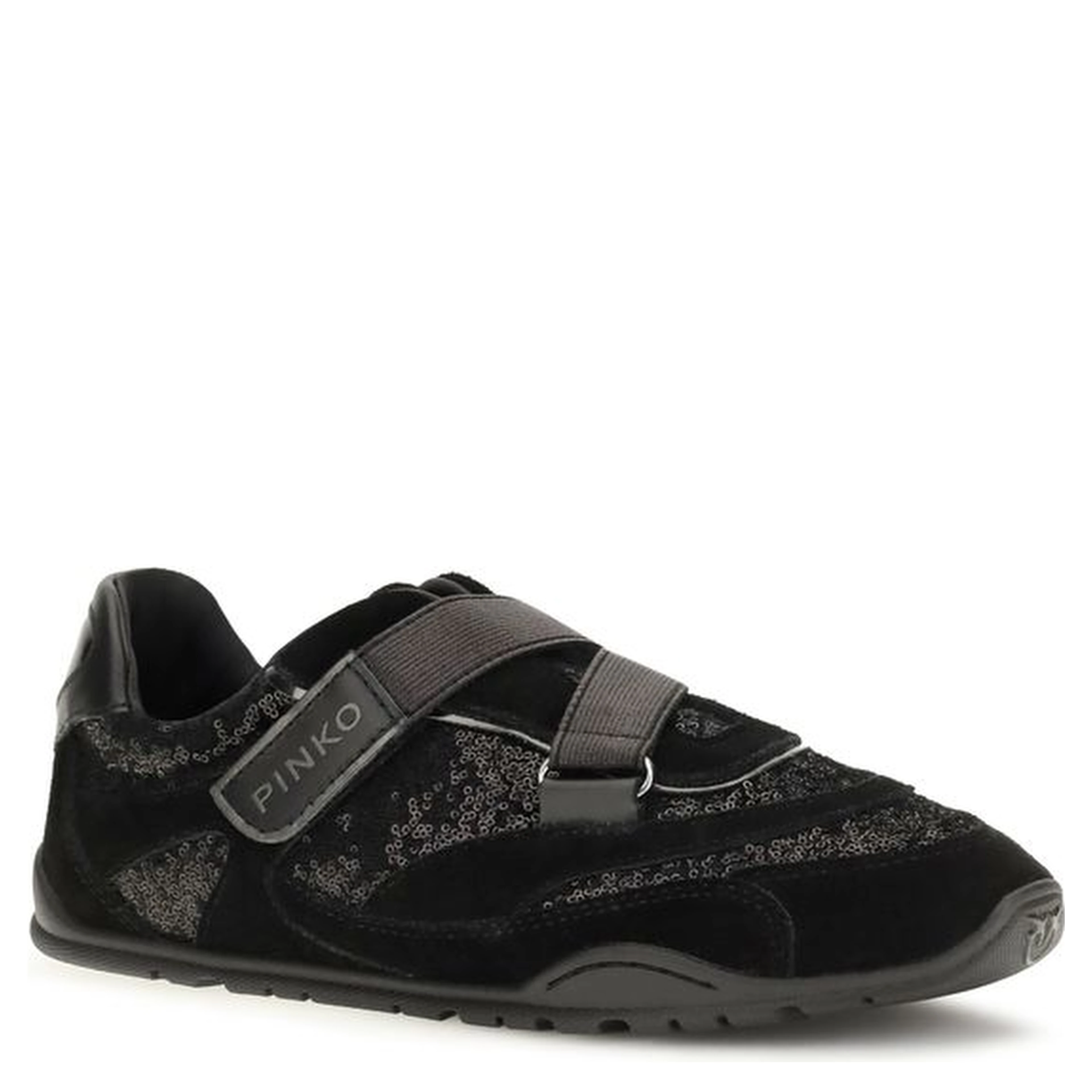 Black Suede Leather Athletic Sneakers