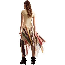 Beige Polyester Long Dress