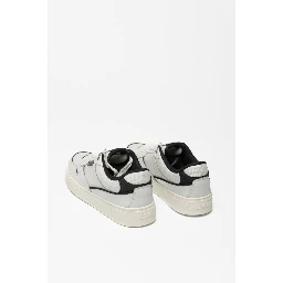 Black And White Leather Low Top Sneakers