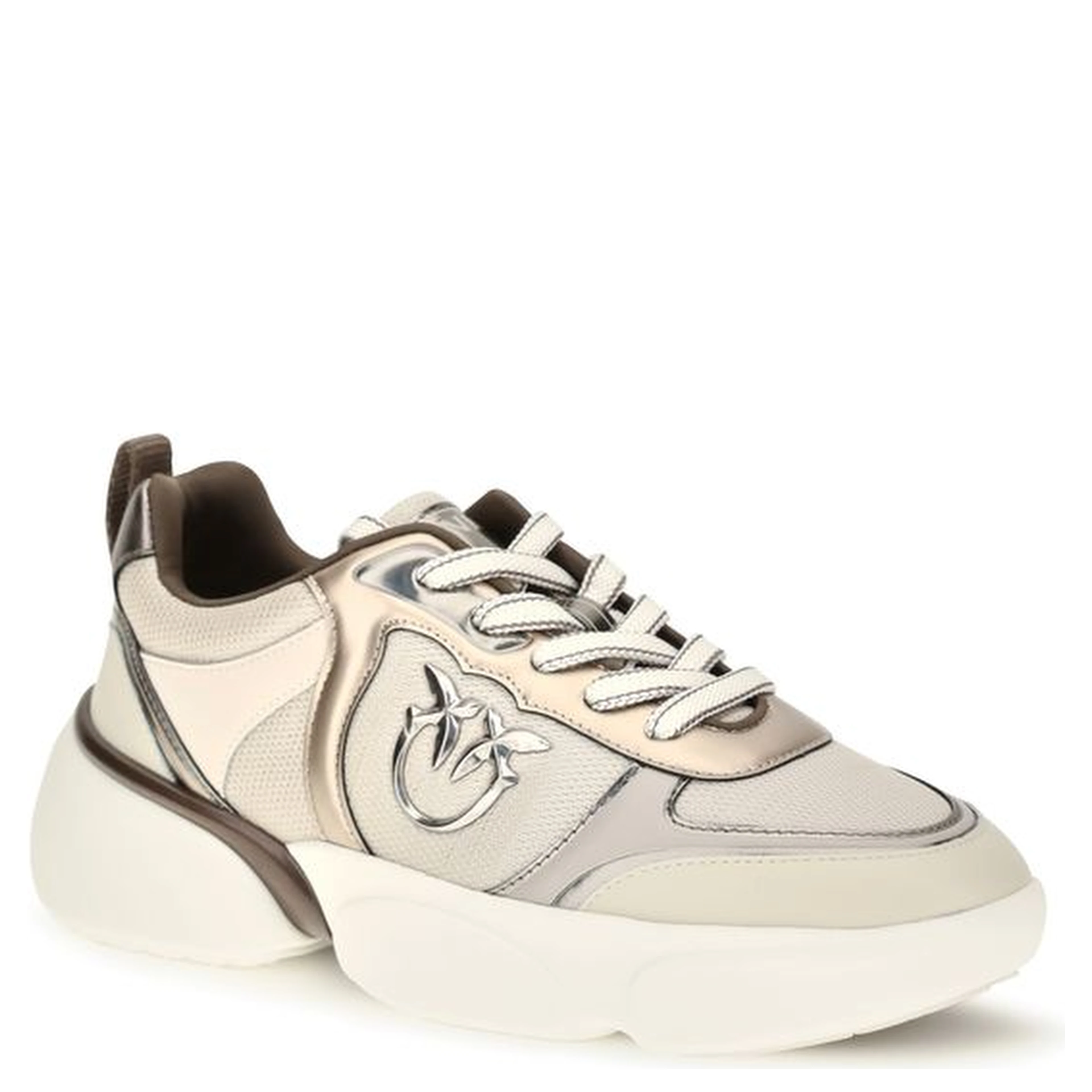 Beige Calf Leather Bos Taurus Chunky Sneakers