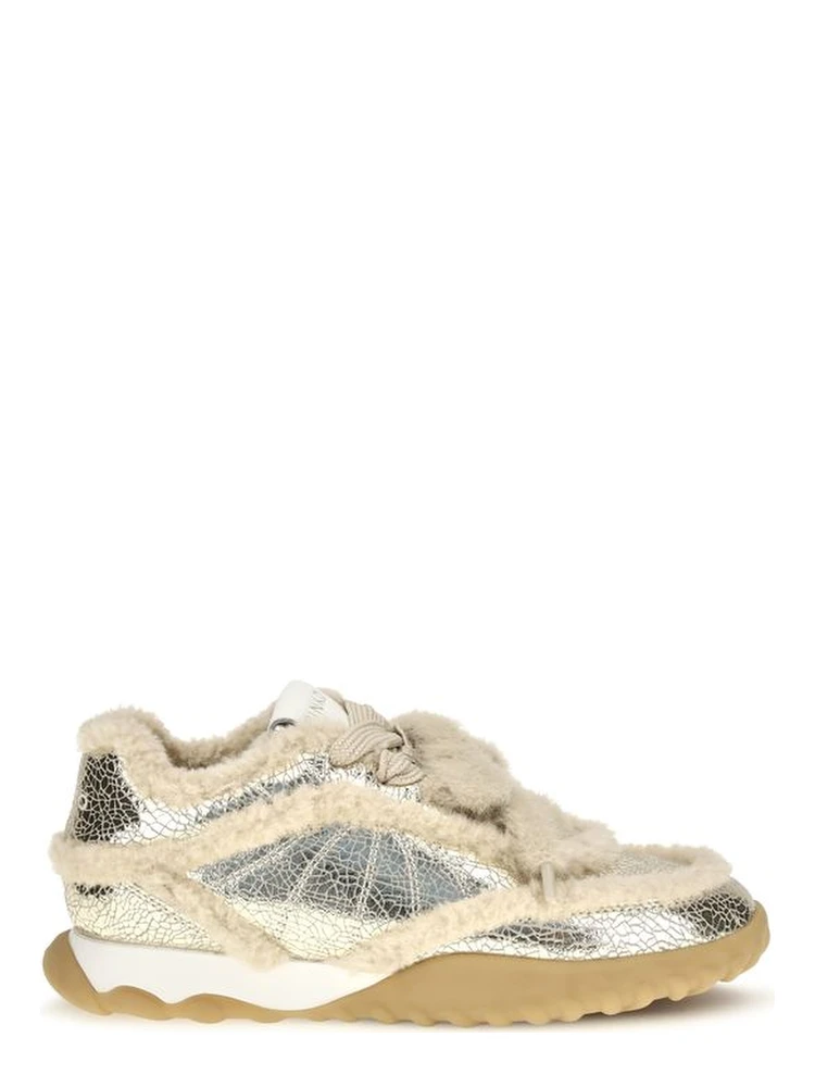 Silver Calf Leather Bos Taurus Chunky Sneakers