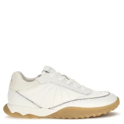 White Fabric Low Top Sneakers