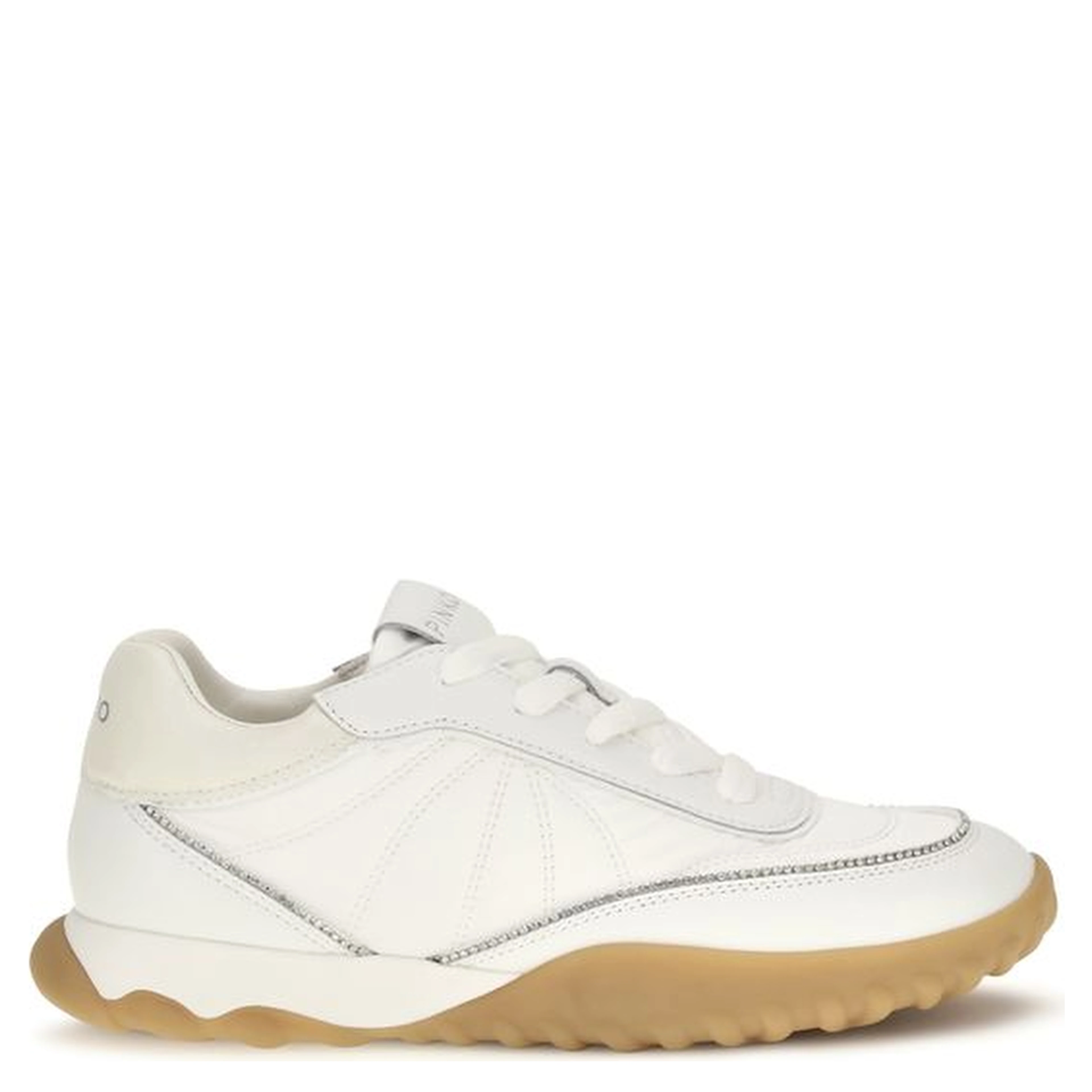 White Fabric Low Top Sneakers