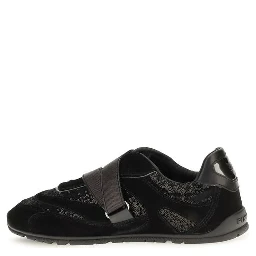Black Suede Leather Athletic Sneakers