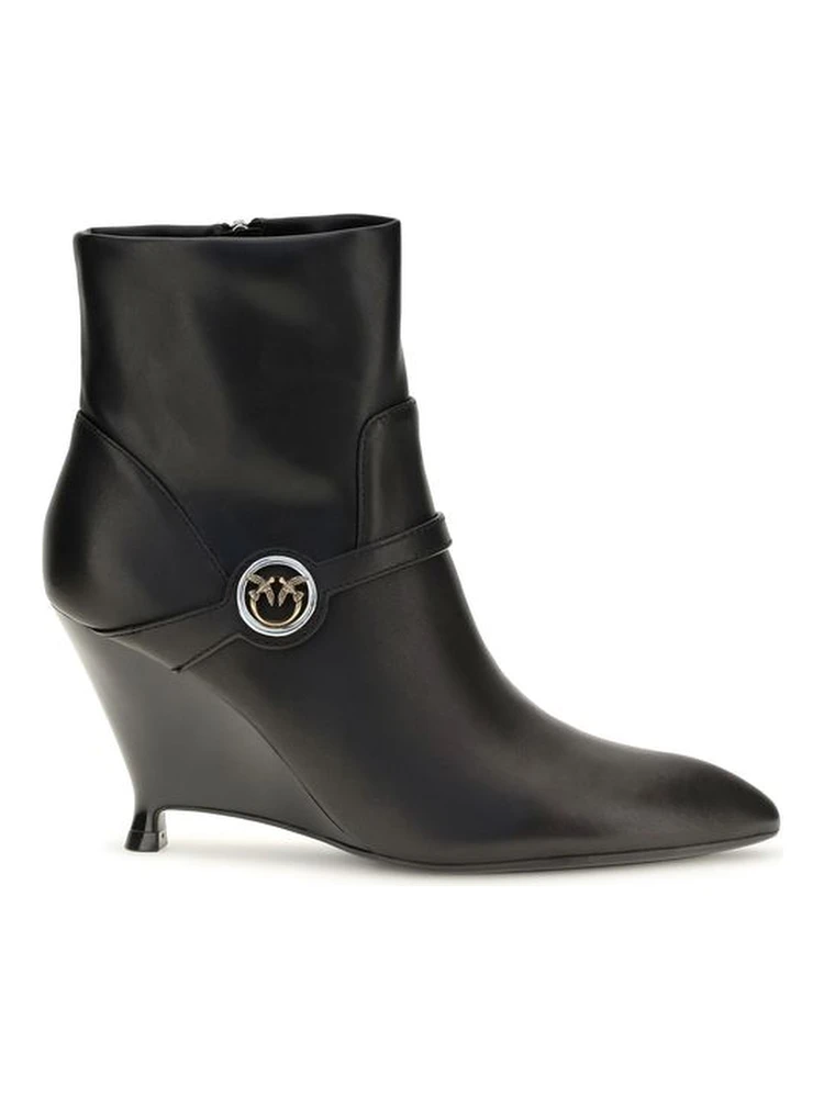 Black Calf Leather Bos Taurus Ankle Boots