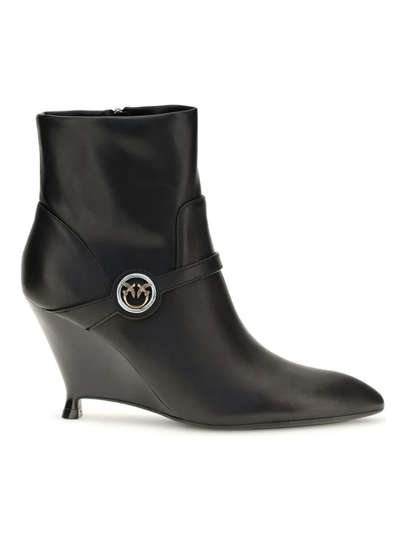 Black Calf Leather Bos Taurus Ankle Boots