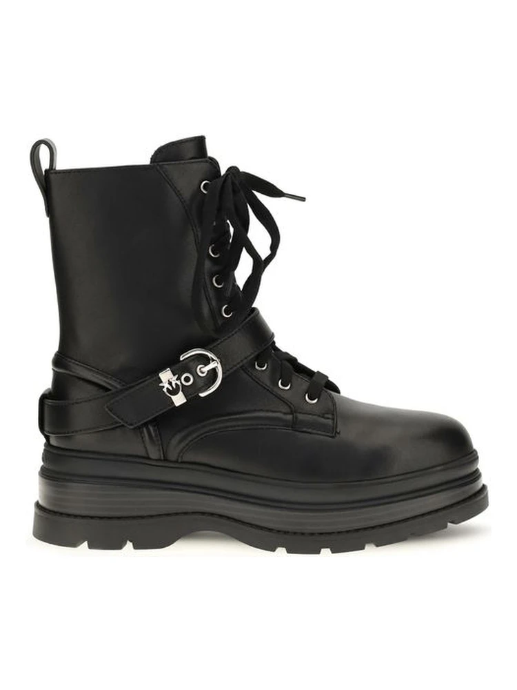 Black Calf Leather Bos Taurus Lace-Up Boots