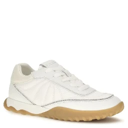 White Fabric Low Top Sneakers