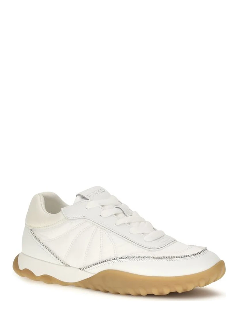 White Fabric Low Top Sneakers