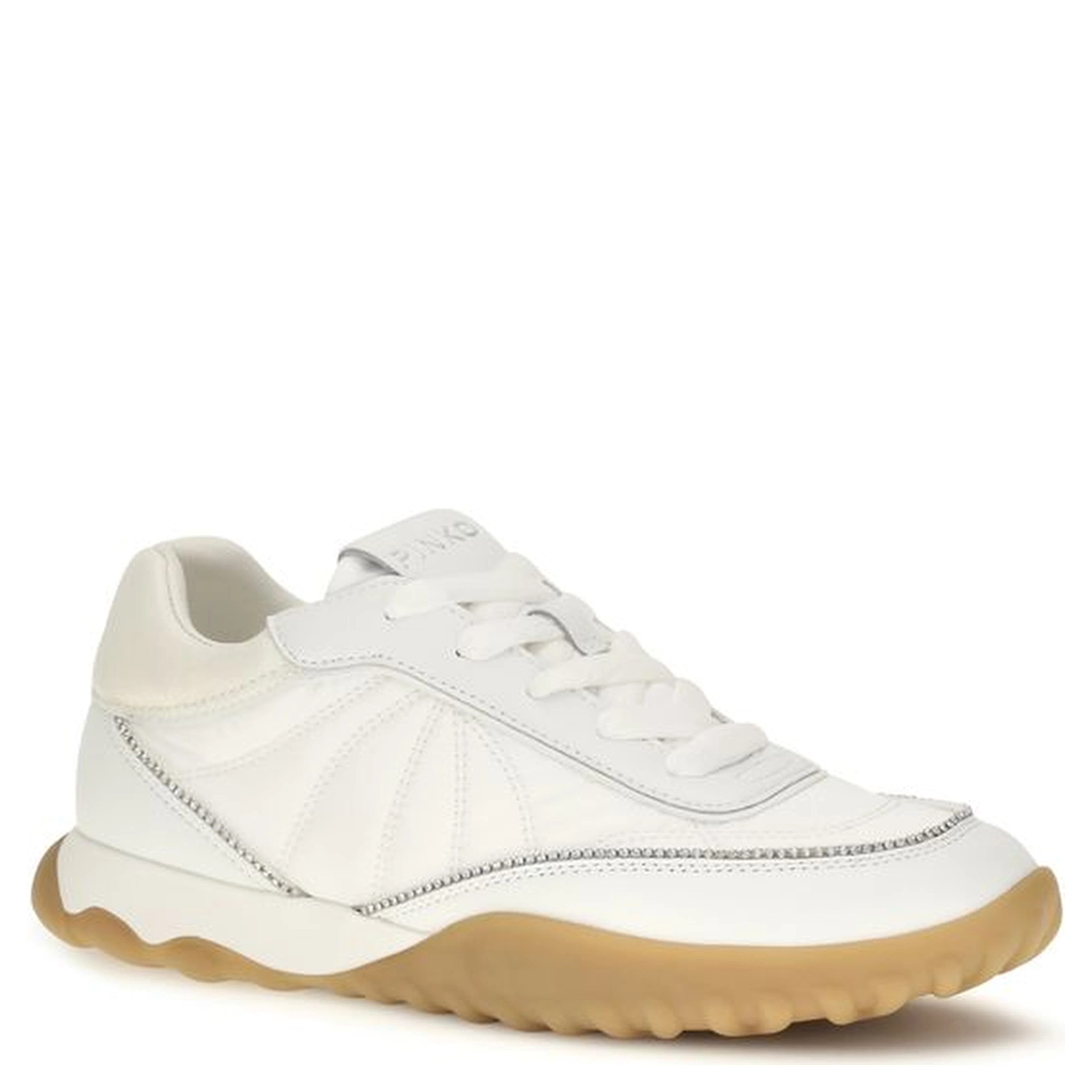 White Fabric Low Top Sneakers