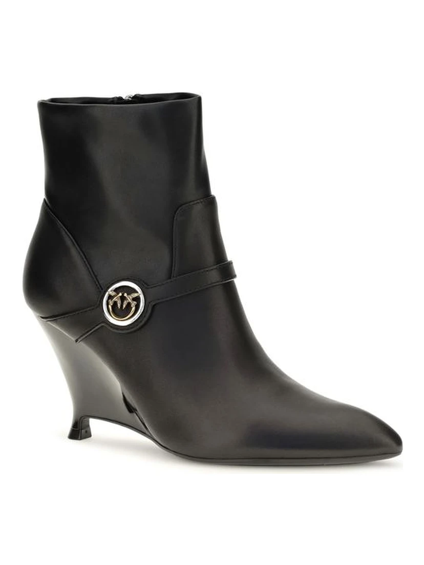 Black Calf Leather Bos Taurus Ankle Boots